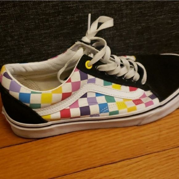 🌈 Vans Old Skool Rainbow Checkerboard Skater Shoe Unisex 7 Men / 8.5 Women - Picture 11 of 13